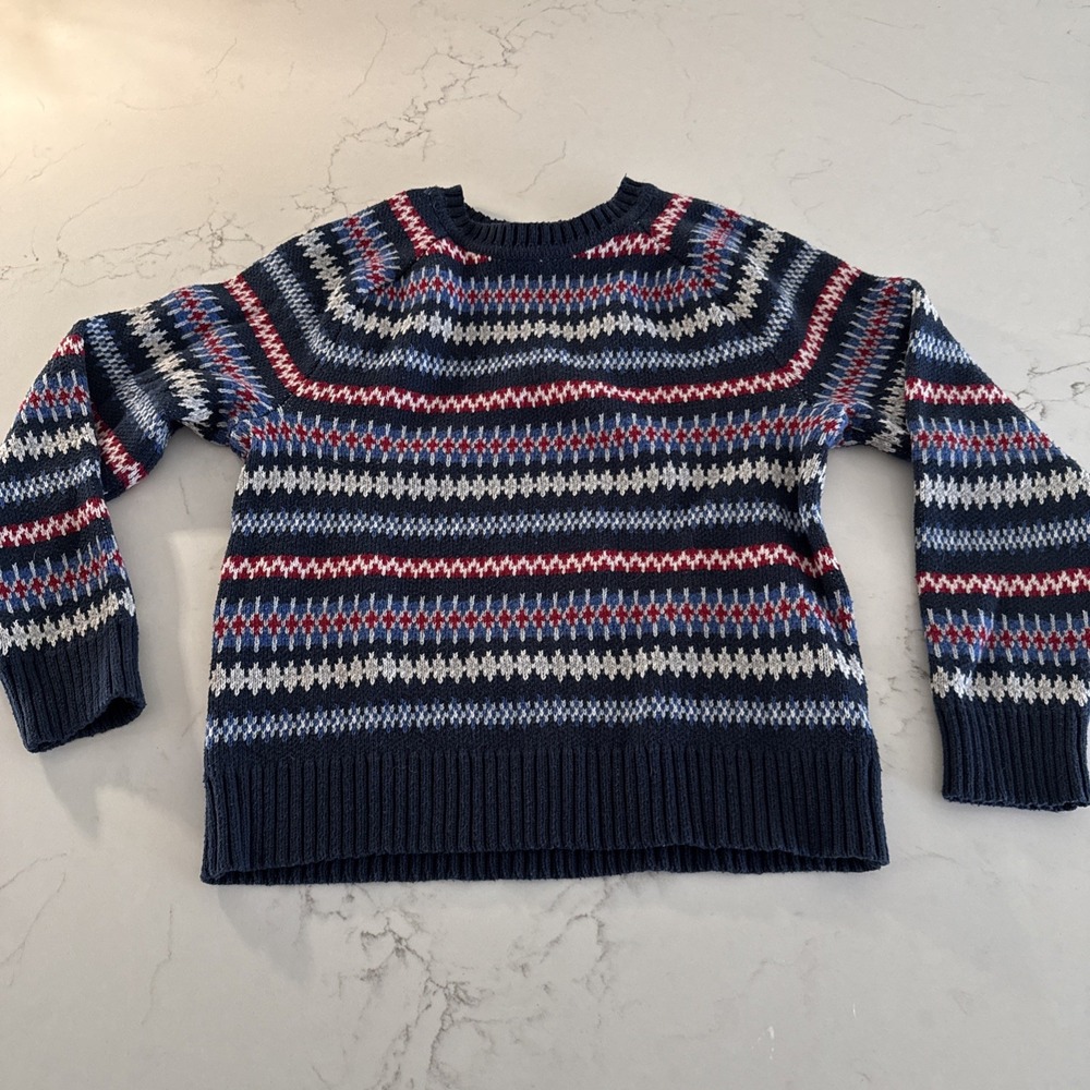 Free Assembly Knit Sweater Boy Large Red Blue‎ White